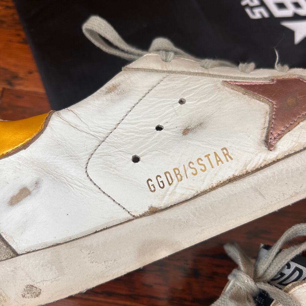 Golden Goose Superstar Sneakers w/Pink Metallic Star and Gold Heel Tab Sz 39 - Picture 5 of 15